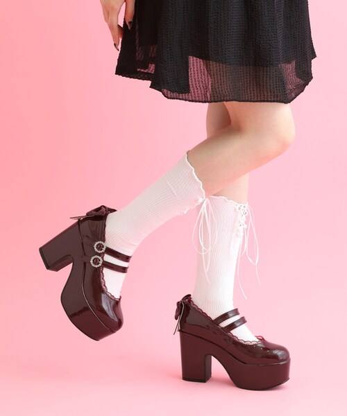 cs T&P(シーエスティーアンドピー)の「厚底バックリボンパンプス(パンプス・レディース・アイボリー系1/ブラック系2/ブラック系1/ワイン系3・LL/S/M/L)」の10枚目の写真