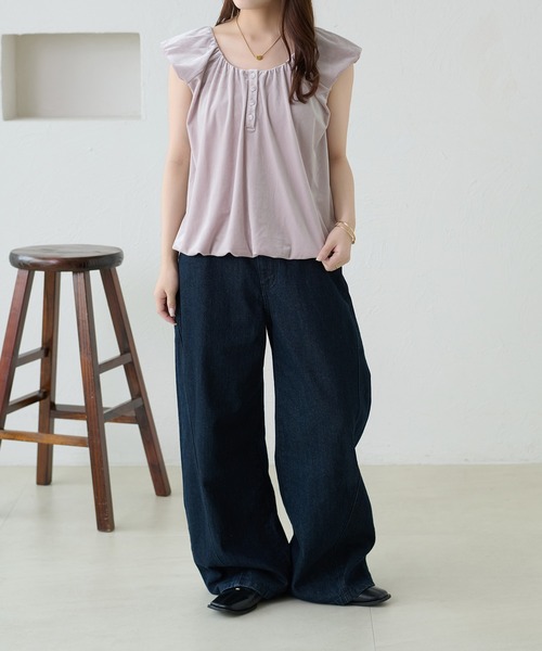 apres jour clair（アプレジュールクレア）の「【apres jour clair】ベロアバルーントップス（Tシャツ/カットソー・レディース・ライトパープル/ブラウン系その他/ブラック・フリー/X-LARGE）」の16枚目の写真