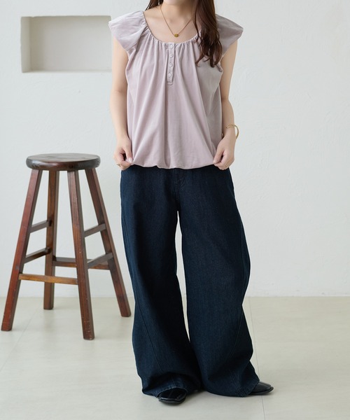 apres jour clair（アプレジュールクレア）の「【apres jour clair】ベロアバルーントップス（Tシャツ/カットソー・レディース・ライトパープル/ブラウン系その他/ブラック・フリー/X-LARGE）」の17枚目の写真