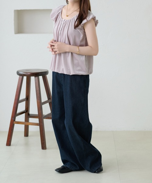 apres jour clair（アプレジュールクレア）の「【apres jour clair】ベロアバルーントップス（Tシャツ/カットソー・レディース・ライトパープル/ブラウン系その他/ブラック・フリー/X-LARGE）」の18枚目の写真
