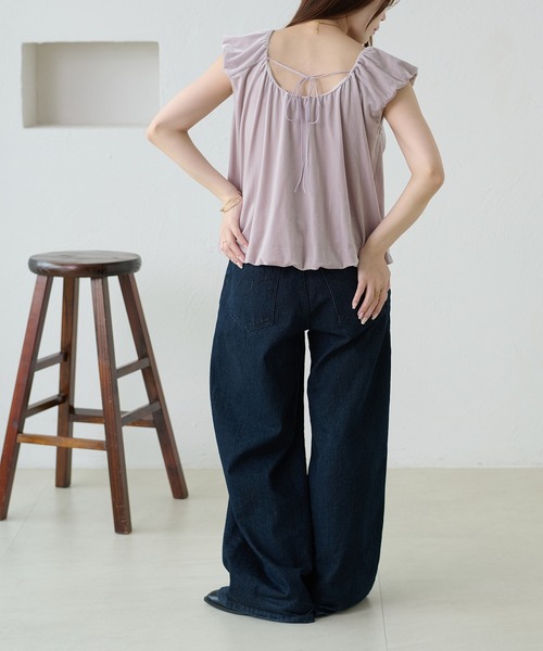 apres jour clair（アプレジュールクレア）の「【apres jour clair】ベロアバルーントップス（Tシャツ/カットソー・レディース・ライトパープル/ブラウン系その他/ブラック・フリー/X-LARGE）」の19枚目の写真