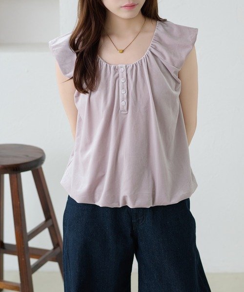 apres jour clair（アプレジュールクレア）の「【apres jour clair】ベロアバルーントップス（Tシャツ/カットソー・レディース・ライトパープル/ブラウン系その他/ブラック・フリー/X-LARGE）」の13枚目の写真