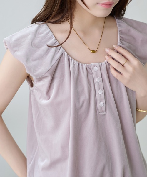 apres jour clair（アプレジュールクレア）の「【apres jour clair】ベロアバルーントップス（Tシャツ/カットソー・レディース・ライトパープル/ブラウン系その他/ブラック・フリー/X-LARGE）」の21枚目の写真