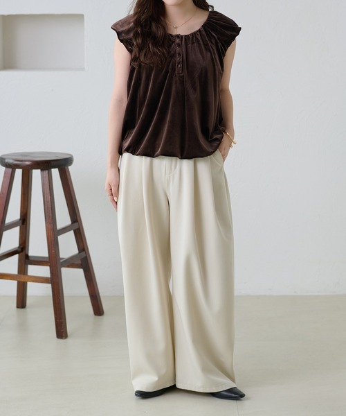 apres jour clair（アプレジュールクレア）の「【apres jour clair】ベロアバルーントップス（Tシャツ/カットソー・レディース・ライトパープル/ブラウン系その他/ブラック・フリー/X-LARGE）」の11枚目の写真