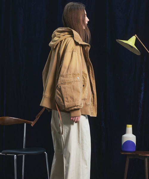 MAISON SPECIAL（メゾンスペシャル）の「《UNISEX》Cargo Pocket Duck Fabric Prime-Over Zip Hoodie Blouson/カーゴポケットダックプライムオーバージップフーディーブルゾン【MAISON SPECIAL/メゾンスペシャル】（ブルゾン・メンズ・ベージュ/ブラック/ネイビー・0/2/1）」の11枚目の写真