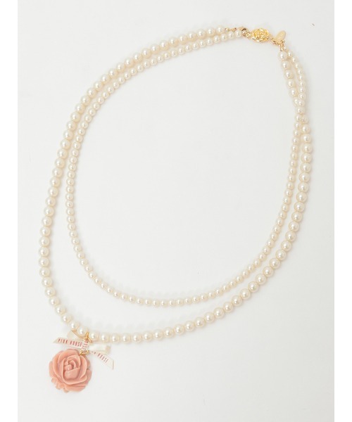 PINK HOUSE(ピンクハウス)の「Rose Pearlモチーフネックレス(ネックレス・レディース・ホワイト・フリー)」の1枚目の写真