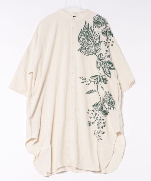 チャイハネ（チャイハネ）の「【チャイハネ】アロータバンドカラーMEN'Sロングシャツ（シャツ/ブラウス・メンズ・ホワイト/グレー/ブラック・FREE）」の2枚目の写真