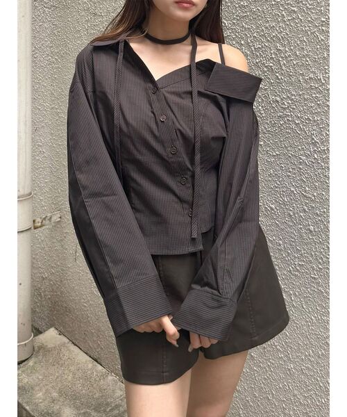 MURUA(ムルーア)の「マルチウェイオフショルストリングシャツ(シャツ/ブラウス・レディース・ホワイト/ブルー/その他1・FREE)」の1枚目の写真