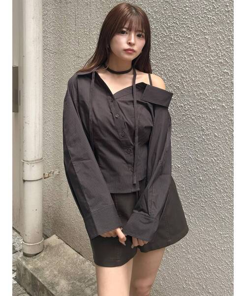 MURUA(ムルーア)の「マルチウェイオフショルストリングシャツ(シャツ/ブラウス・レディース・ホワイト/ブルー/その他1・FREE)」の4枚目の写真