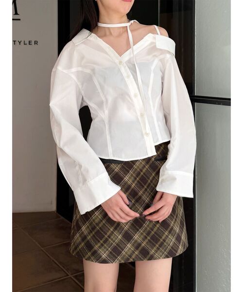 MURUA(ムルーア)の「マルチウェイオフショルストリングシャツ(シャツ/ブラウス・レディース・ホワイト/ブルー/その他1・FREE)」の11枚目の写真