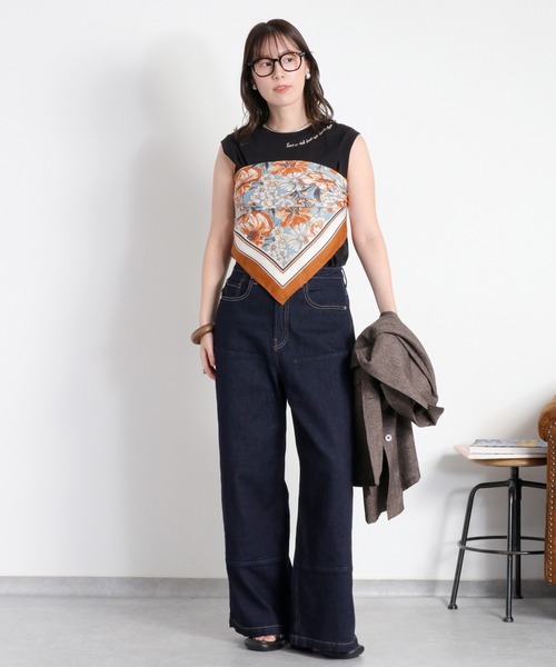 cepo（セポ）の「ダブルニーワイドストレートデニムパンツ（デニムパンツ・レディース・ブルー系1/ワンウォッシュ・S/M/L）」の8枚目の写真