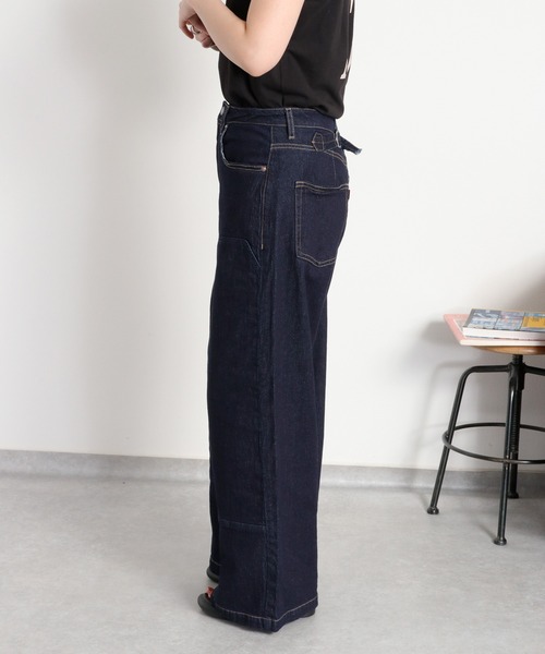 cepo（セポ）の「ダブルニーワイドストレートデニムパンツ（デニムパンツ・レディース・ブルー系1/ワンウォッシュ・S/M/L）」の14枚目の写真