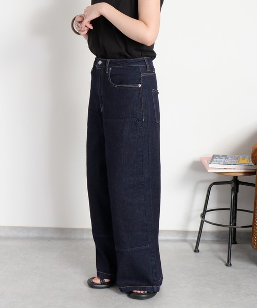 cepo（セポ）の「ダブルニーワイドストレートデニムパンツ（デニムパンツ・レディース・ブルー系1/ワンウォッシュ・S/M/L）」の13枚目の写真