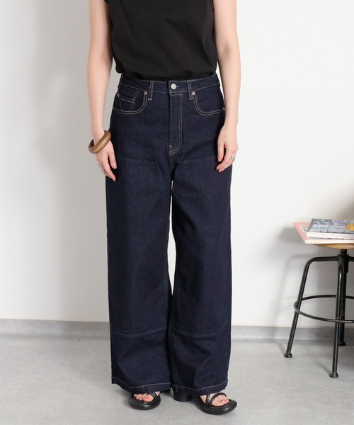 cepo（セポ）の「ダブルニーワイドストレートデニムパンツ（デニムパンツ・レディース・ブルー系1/ワンウォッシュ・S/M/L）」の12枚目の写真
