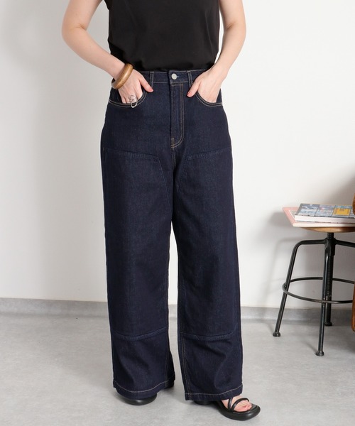 cepo（セポ）の「ダブルニーワイドストレートデニムパンツ（デニムパンツ・レディース・ブルー系1/ワンウォッシュ・S/M/L）」の19枚目の写真