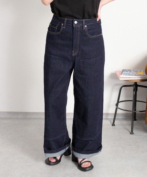 cepo（セポ）の「ダブルニーワイドストレートデニムパンツ（デニムパンツ・レディース・ブルー系1/ワンウォッシュ・S/M/L）」の20枚目の写真