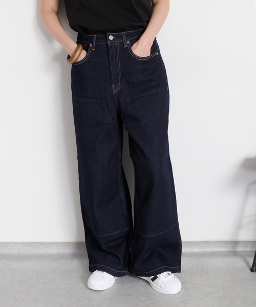 cepo（セポ）の「ダブルニーワイドストレートデニムパンツ（デニムパンツ・レディース・ブルー系1/ワンウォッシュ・S/M/L）」の11枚目の写真