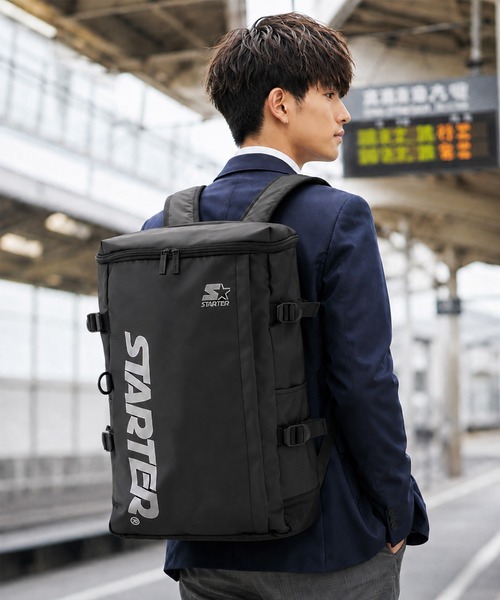 STARTER（スターター）の「【STARTER スターター】ボックス型リュック 撥水 スクールバッグ バックパック 通学（バックパック/リュック・メンズ・ブラック×シルバー/ブラック×ブルー/ブラック×ブラック・FREE）」の3枚目の写真