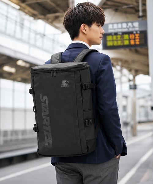 STARTER（スターター）の「【STARTER スターター】ボックス型リュック 撥水 スクールバッグ バックパック 通学（バックパック/リュック・メンズ・ブラック×シルバー/ブラック×ブルー/ブラック×ブラック・FREE）」の4枚目の写真