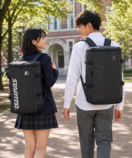 STARTER（スターター）の「【STARTER スターター】ボックス型リュック 撥水 スクールバッグ バックパック 通学（バックパック/リュック・メンズ・ブラック×シルバー/ブラック×ブルー/ブラック×ブラック・FREE）」の8枚目の写真