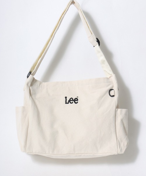 Lee(リー)の「Lee/リー キャンバス ロゴ ワンポイント刺繍 ワークポケット ビッグショルダーバッグ/大容量/レディース メンズ(ショルダーバッグ・レディース・オフホワイト/ブラック・FREE)」の3枚目の写真