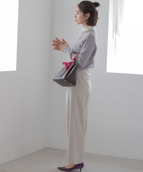 組曲 L(クミキョク オオキイサイズ)の「ハンサムツイル ワイドパンツ(その他パンツ・レディース・ライトグレー系/ブラック系3/グレー系/ブラック系・5/6/7)」の8枚目の写真