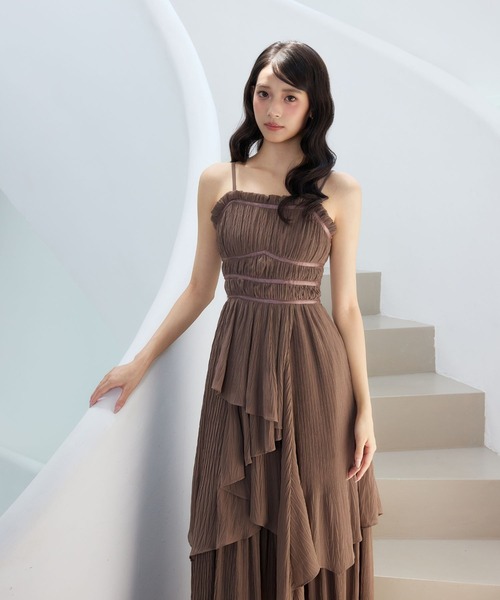 polaura（ポローラ）の「クリスタルプリーツティアードワンピース（ワンピース・レディース・ピンクベージュ/ブラウン/アイボリー/サックスブルー・M/S）」の20枚目の写真