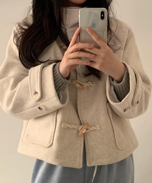 semplice(センプリチェ)の「ショートコート【韓国ファッション】(その他アウター・レディース・グレー/ベージュ・F)」の1枚目の写真