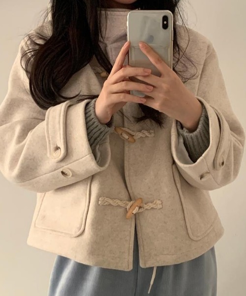 semplice(センプリチェ)の「ショートコート【韓国ファッション】(その他アウター・レディース・グレー/ベージュ・F)」の10枚目の写真