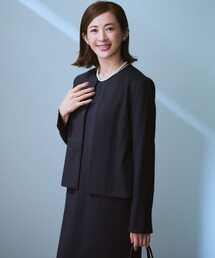 23区 L（ニジュウサンクオオキイサイズ）の「シルケットポンチ ペプラム ノーカラージャケット（ノーカラージャケット）」