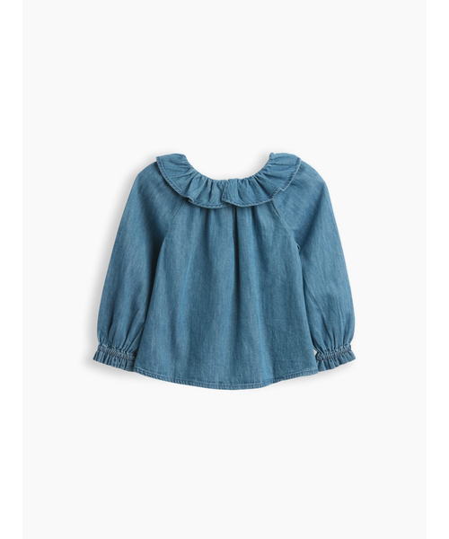 GAP(ギャップ)の「ラッフルフリル 襟付きデニムトップス (幼児・ベビー)(シャツ/ブラウス・キッズ・インディゴブルー・105cm/100cm/95cm/90cm/80cm/70cm/110cm)」の3枚目の写真