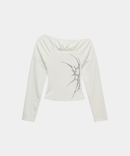 ETRE AU SOMMET(エトレオソメ)の「Glam Drape Shirring Long Sleeve (White)(Tシャツ/カットソー・レディース・ホワイト・FREE)」の7枚目の写真
