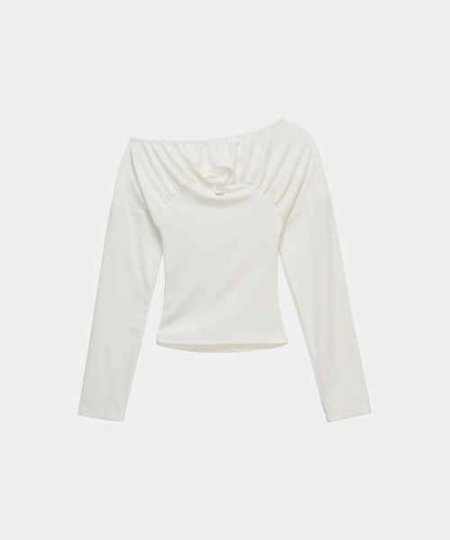 ETRE AU SOMMET(エトレオソメ)の「Glam Drape Shirring Long Sleeve (White)(Tシャツ/カットソー・レディース・ホワイト・FREE)」の2枚目の写真