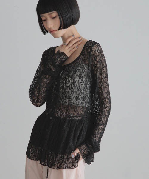 LOWRYS FARM(ローリーズファーム)の「ドットレースチュールLS 1068509(Tシャツ/カットソー・レディース・ホワイト系その他2/ブラック/ホワイト/ホワイト系その他・FREE)」の12枚目の写真