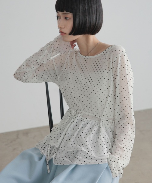 LOWRYS FARM(ローリーズファーム)の「ドットレースチュールLS 1068509(Tシャツ/カットソー・レディース・ホワイト系その他2/ブラック/ホワイト/ホワイト系その他・FREE)」の15枚目の写真