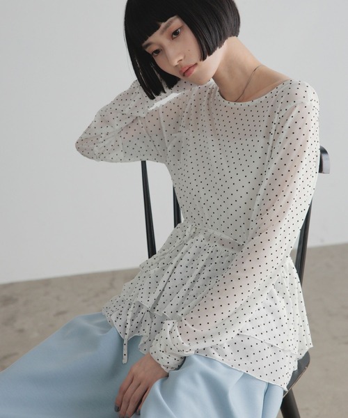 LOWRYS FARM(ローリーズファーム)の「ドットレースチュールLS 1068509(Tシャツ/カットソー・レディース・ホワイト系その他2/ブラック/ホワイト/ホワイト系その他・FREE)」の16枚目の写真