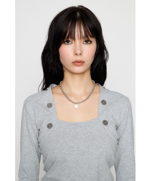 LAGUA GEM(ラグアジェム)の「BOLERO LIKE COMPACT トップス(Tシャツ/カットソー・レディース・グレー/バーガンディー/ブラック・FREE)」の12枚目の写真