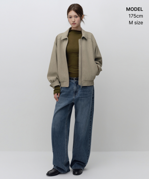 MUSINSA STANDARD WOMAN（ムシンサスタンダードウーマン）の「ウィメンズマット合成皮革ブルゾンジャケット[ライトベージュ]（ブルゾン・レディース・その他・SMALL/MEDIUM/LARGE）」の2枚目の写真
