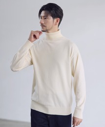 カシミヤ混ハイゲージタートルネックニット