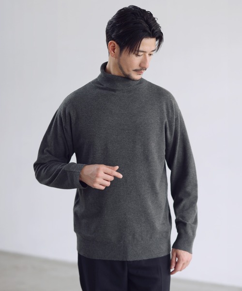 SPU(スプ)の「カシミヤ混ハイゲージタートルネックニット(ニット/セーター・メンズ・ブラック/チャコール/ネイビー/オフホワイト・XL/L/M/S)」の3枚目の写真