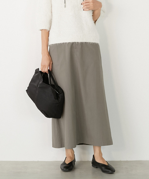 MELROSE claire（メルローズ クレール）の「【スラブストレッチAラインスカート】（スカート・レディース・キャメル/ブラック/グリーン系その他・3/2）」の2枚目の写真