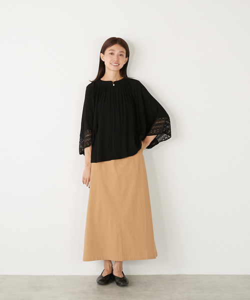 MELROSE claire（メルローズ クレール）の「【スラブストレッチAラインスカート】（スカート・レディース・キャメル/ブラック/グリーン系その他・3/2）」の13枚目の写真