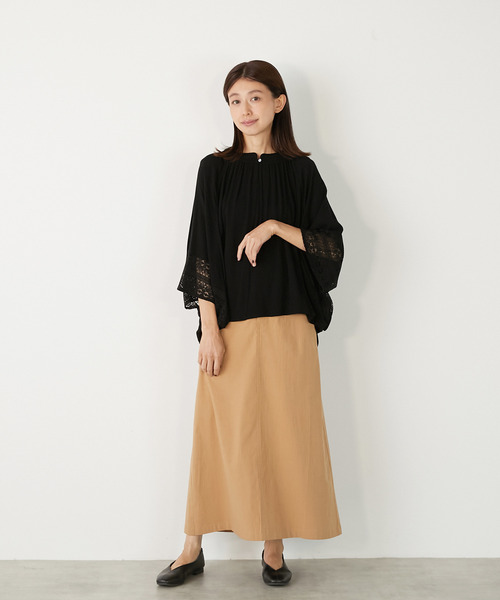 MELROSE claire（メルローズ クレール）の「【スラブストレッチAラインスカート】（スカート・レディース・キャメル/ブラック/グリーン系その他・3/2）」の14枚目の写真