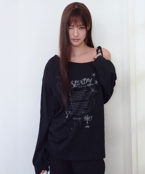 THE GREEN LAB（ザグリーンラボ）の「スタッズワンショルダーストラップロングスリーブ [VLACK]（Tシャツ/カットソー・レディース・その他・FREE）」の4枚目の写真