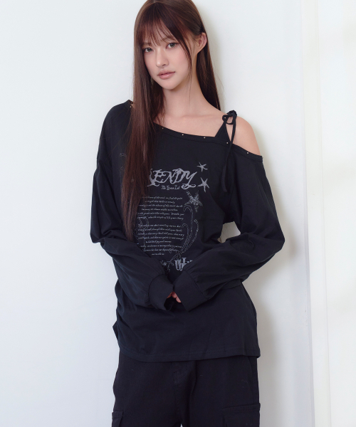 THE GREEN LAB（ザグリーンラボ）の「スタッズワンショルダーストラップロングスリーブ [VLACK]（Tシャツ/カットソー・レディース・その他・FREE）」の7枚目の写真