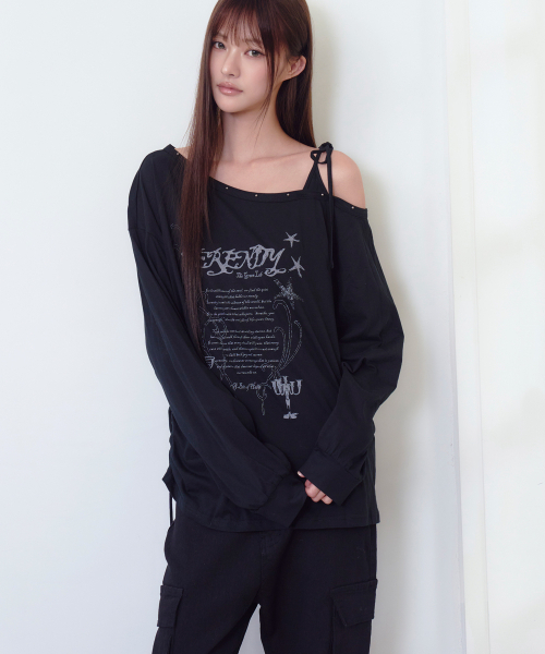 THE GREEN LAB（ザグリーンラボ）の「スタッズワンショルダーストラップロングスリーブ [VLACK]（Tシャツ/カットソー・レディース・その他・FREE）」の8枚目の写真