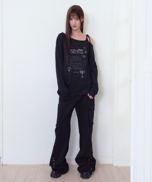 THE GREEN LAB（ザグリーンラボ）の「スタッズワンショルダーストラップロングスリーブ [VLACK]（Tシャツ/カットソー・レディース・その他・FREE）」の10枚目の写真
