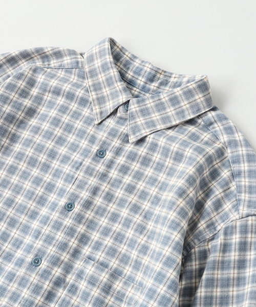 Anachronorm(アナクロノーム)の「ANACHRONORM / アナクロノーム CHECK WIDE SHIRTS(シャツ/ブラウス・メンズ・ベージュ/コバルトブルー・LARGE/MEDIUM)」の4枚目の写真