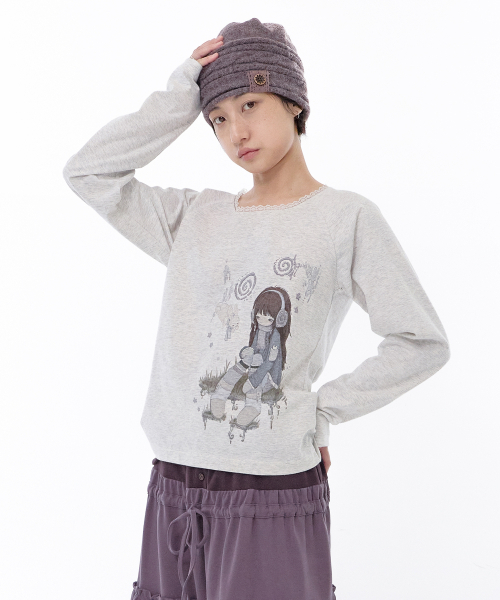 HUG YOUR SKIN(ハグユアスキン)の「HUGYOURSKIN X FELURYA プリントトップス(オートミール)(Tシャツ/カットソー・レディース・その他・FREE)」の1枚目の写真