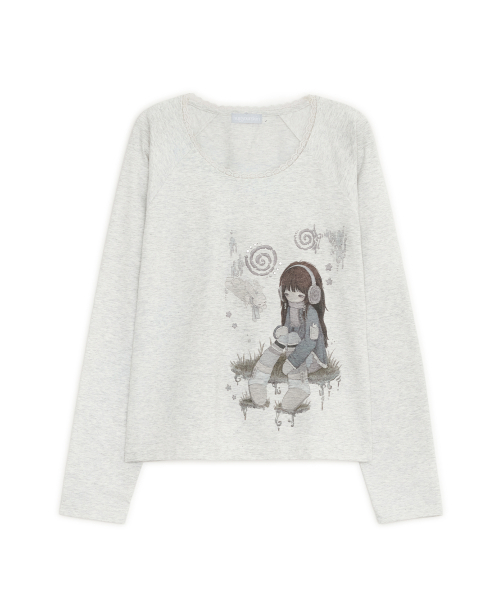 HUG YOUR SKIN(ハグユアスキン)の「HUGYOURSKIN X FELURYA プリントトップス(オートミール)(Tシャツ/カットソー・レディース・その他・FREE)」の2枚目の写真